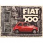 Placa de metal 30x40 cms. Fiat 500 - Red car in